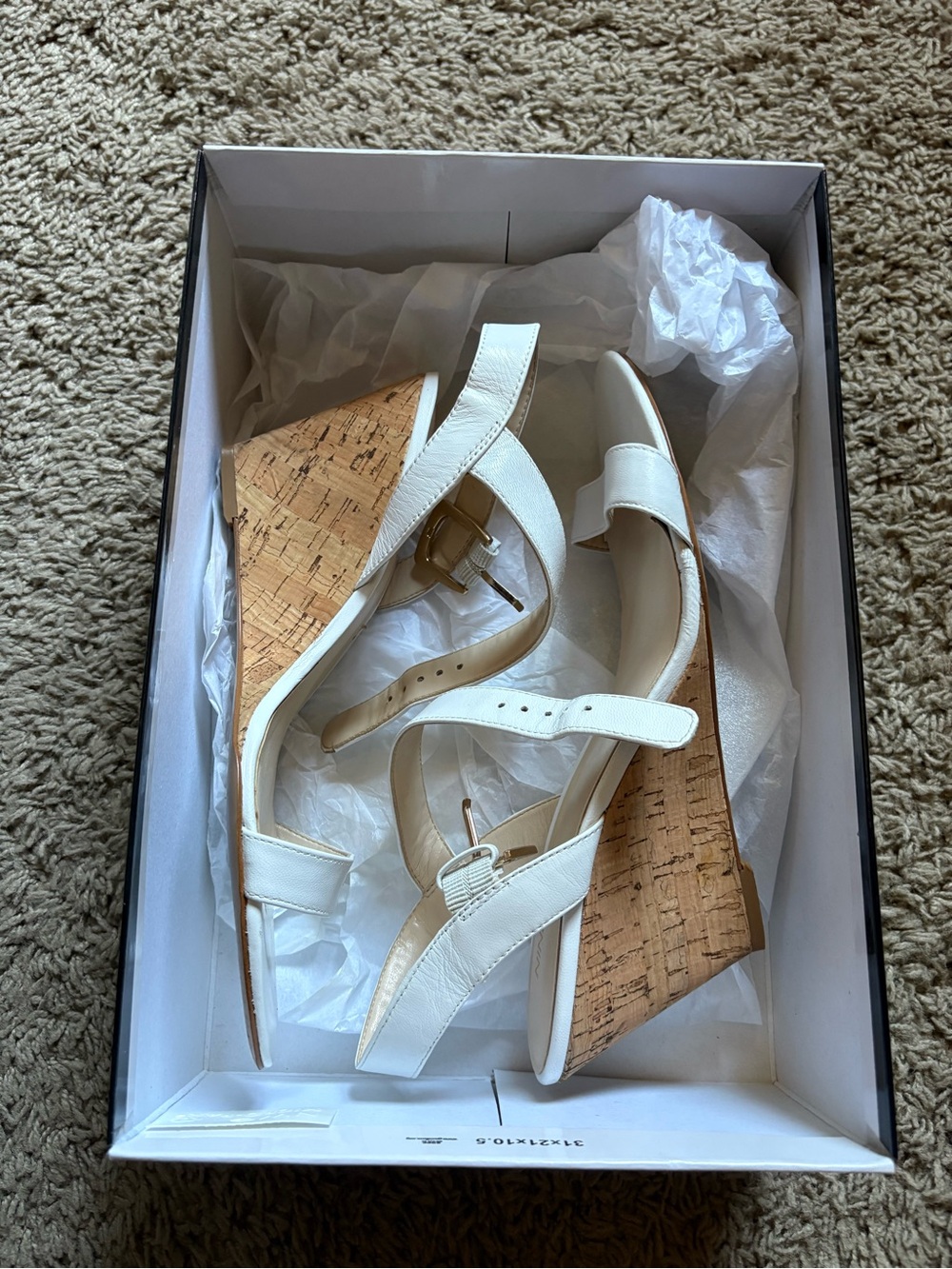 Nine West Kiani White Cork Wedge Sandals - Picture 3 of 9